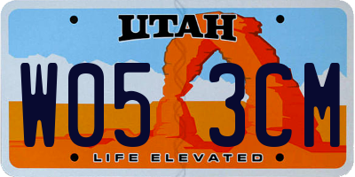 UT license plate W053CM