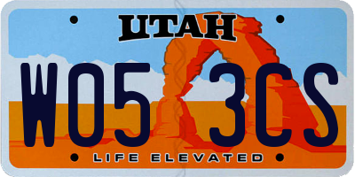 UT license plate W053CS