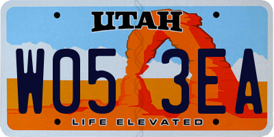 UT license plate W053EA