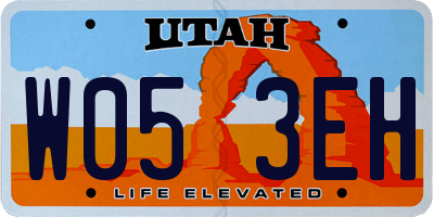 UT license plate W053EH