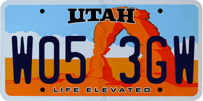 UT license plate W053GW