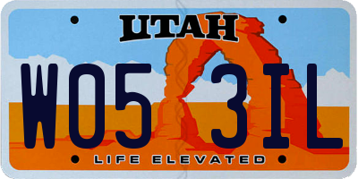UT license plate W053IL
