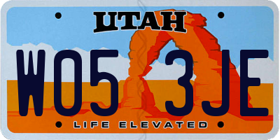 UT license plate W053JE