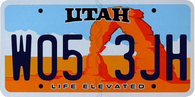 UT license plate W053JH