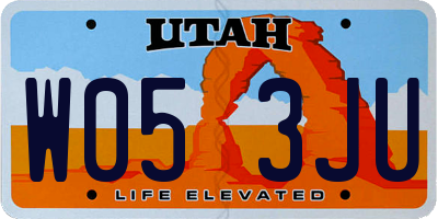 UT license plate W053JU