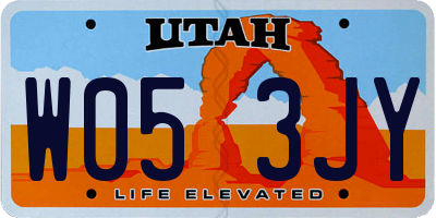 UT license plate W053JY