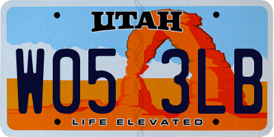 UT license plate W053LB