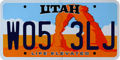 UT license plate W053LJ