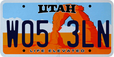 UT license plate W053LN