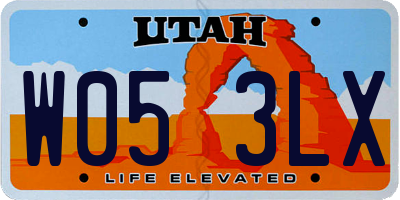 UT license plate W053LX