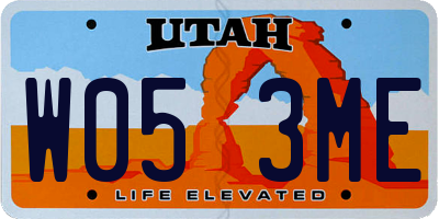 UT license plate W053ME