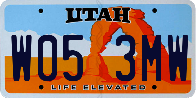 UT license plate W053MW