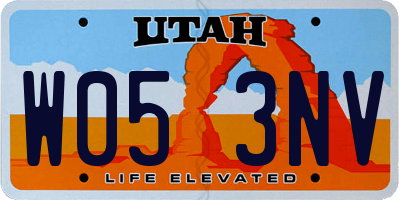 UT license plate W053NV