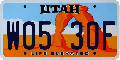 UT license plate W053OF