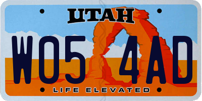 UT license plate W054AD
