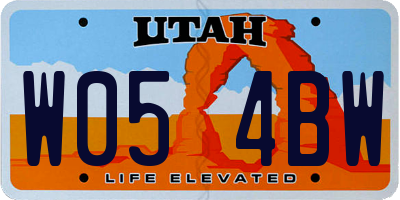UT license plate W054BW