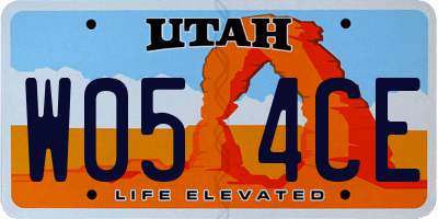 UT license plate W054CE