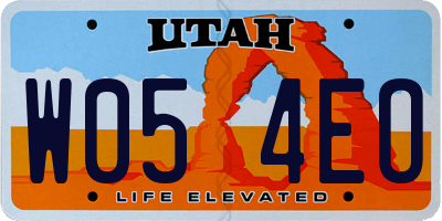 UT license plate W054EO
