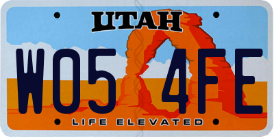 UT license plate W054FE