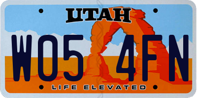 UT license plate W054FN