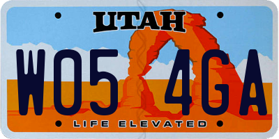 UT license plate W054GA