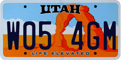 UT license plate W054GM