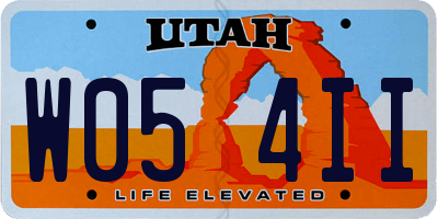 UT license plate W054II
