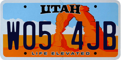 UT license plate W054JB