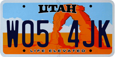 UT license plate W054JK