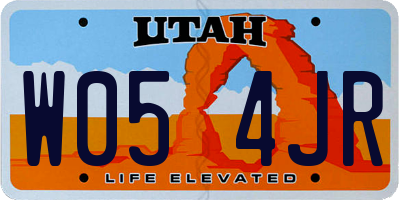 UT license plate W054JR