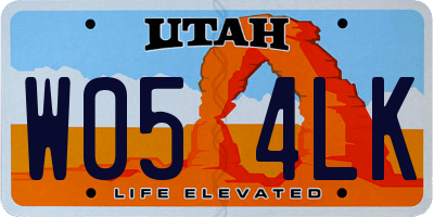 UT license plate W054LK