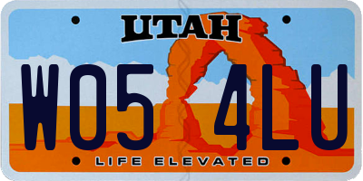 UT license plate W054LU
