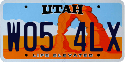 UT license plate W054LX