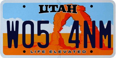 UT license plate W054NM