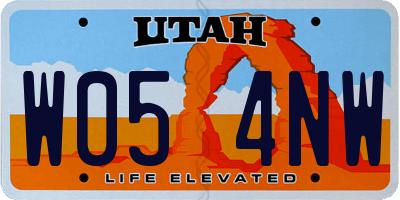 UT license plate W054NW