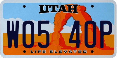 UT license plate W054OP