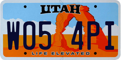 UT license plate W054PI