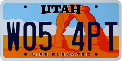 UT license plate W054PT