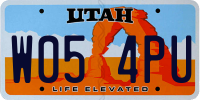 UT license plate W054PU