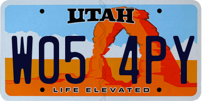 UT license plate W054PY