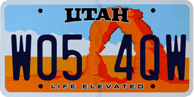 UT license plate W054QW