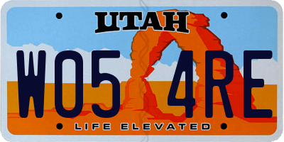 UT license plate W054RE