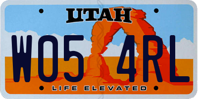 UT license plate W054RL