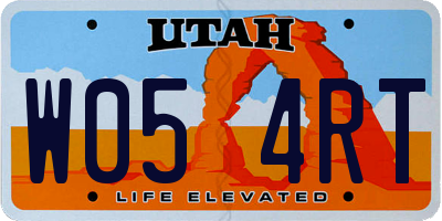 UT license plate W054RT