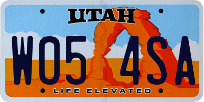 UT license plate W054SA