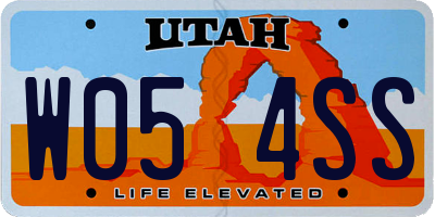 UT license plate W054SS