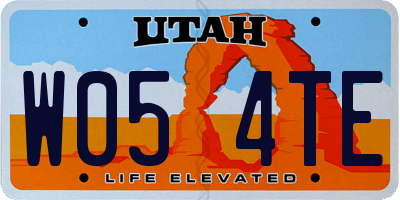 UT license plate W054TE