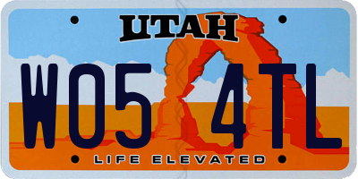 UT license plate W054TL