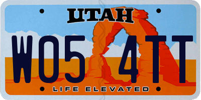 UT license plate W054TT