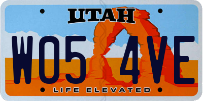 UT license plate W054VE